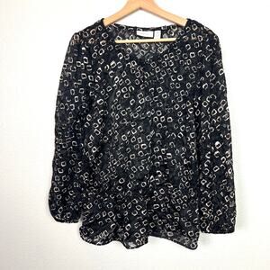 Chico's Women's Sheer Black Long Sleeve Pullover Chiffon Top Size 0 (U.S. Small)